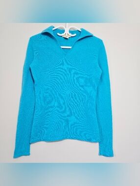 Vintage Peck & Peck 100% Cashmere 2-Ply Sweater Women’s turquoise blue V-neck S